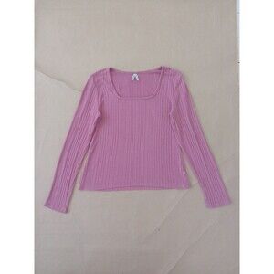 Mudd Ribbed Shirt Womens XL Pink Square Neck basic comfy cute